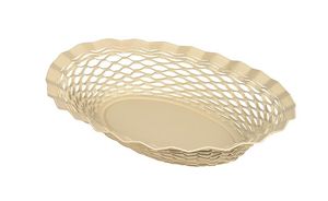 Suzanne Oval Vanilla Stainless Steel Bread Basket 25x18cm - 573543 - 1