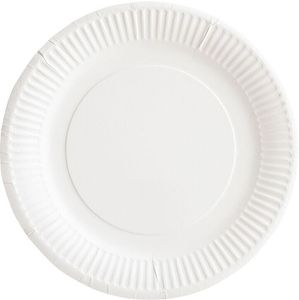 Box Of 600 (6 Packets Of 100) White Bioline Paper Plates Ø 23cm - 707609 - 1