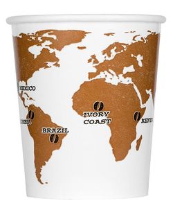 Box Of 1,500 (25 Bags Of 60) World Map Paper Cups Ø 80 Mm 29 Cl - 701114 - 1