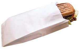 Packet Of 1,000 White Greaseproof Paper Baguette Sandwich Bags 120x340 Mm With 40 Mm Gussets - 718130 - 1