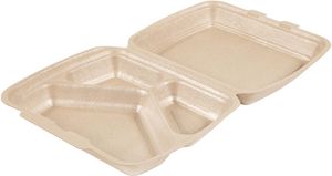 Box Of 130 (2 Bags Of 65) Ppe Lunch Boxes With Hinged Lid 3 Compartments 24x20.7 Height 6.8cm - 718881 - 1
