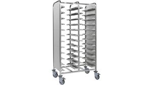 24-shelf Tray Clearing Trolley - Side By Side - Grey Slide Rails - 2 Panels Grey - 784906 - 1