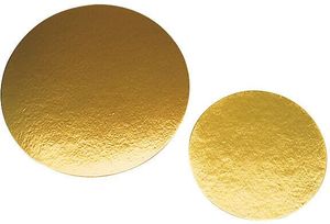 Packet Of 100 Cardboard Round Cakeboards With 1 Gold Foil Side Ø 200 Mm - 930213 - 1