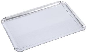 Packet Of 25 Foil Cardboard Trays 1 Side Silver 42x32cm - 930406 - 1