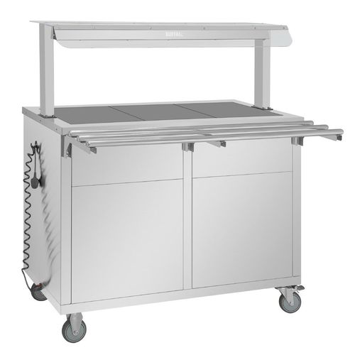 Buffalo Mobile Servery with Solid Heated Top 3x 1/1 GN - JB186 - 6
