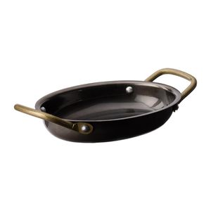 Utopia Vintage Steel Oval Dishes Black 165x125mm (6 Pack) - JM305 - 1