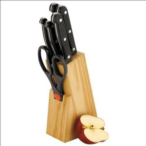 Sunnex 5Pc Knife & Scissors In Wooden Block - 99005 - 1