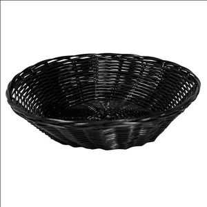Black Poly Rattan Basket Round 25Cm 10In - C03002K-B - 1