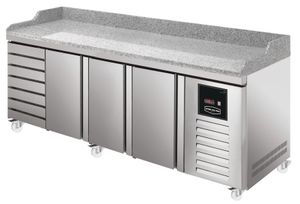 Sterling Pro Green SPI-8-250-37 Granite Top Pizza Counter with 3 Doors & 7 Drawers - SPI-8-250-37 - 1