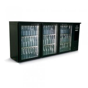 Gamko E3/222GMU84 Glass Triple Door Black Undercounter Bottle Cooler, 531 x 33 Centiliters - E3-222GMU84 - 1