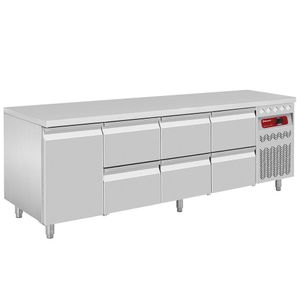 Diamond DT224/P9_3XCA1/2-P9 1 Door Refrigerated Preparation Counter with 6 Drawers, 550 Litres - DT224-P9_3XCA1-2-P9 - 1