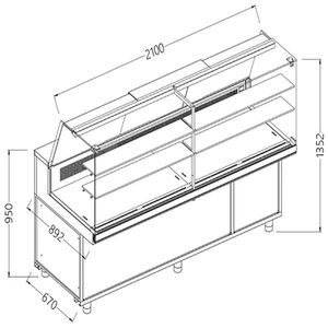 Diamond CFA21XR/R Static Hot & Cold Patisserie Deli Display Counter with Understorage, 1500mm - CFA21XR-R - 1