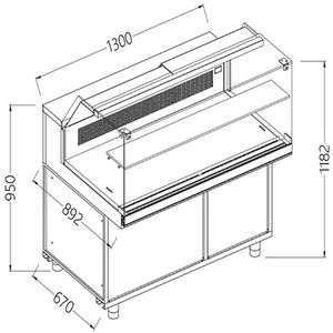 Diamond CFB13XR Static Hot & Cold Patisserie Deli Display Counter, 1300mm - CFB13XR - 1
