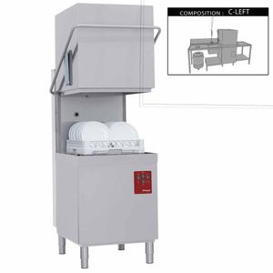 Diamond DK7/6/C-S 500mm Basket Passthrough Hood Dishwasher with 1 Entry/Exit Table, Left Side Pre-wash Table & Dustbin - DK7-6-C-S - 1
