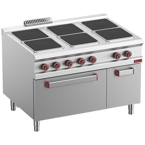 Diamond E9/6PQFA12-N 6 Squared Hobs Freestanding Electric Range Cooker on Electric Oven & Neutral Cupboard, 26kW - E9-6PQFA12-N - 2