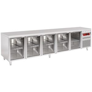 Diamond DT274/R2-VD-LIQ 5 Glass Door Stainless Steel Refrigerated Counter, 700 Litres - DT274-R2-VD-LIQ - 1