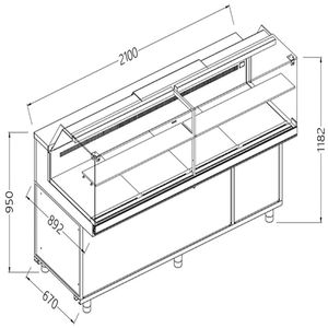 Diamond VB21XR/R Snack Patisserie Display Counter with Understorage, 2100mm - VB21XR-R - 1