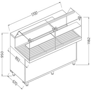 Diamond VPB17X Bread Snack Low Glass Display Counter, 1700mm - VPB17X - 1