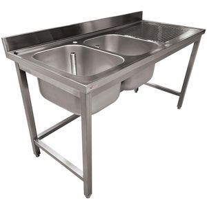 Diverso WR-E1C2-8D Stainless steel sink ECO 2 tanks and right drain surface, without lower shelf - WR-E1C2-8D - 1