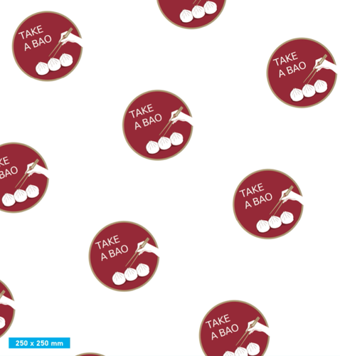 2000 x Take A Bao Custom Printed Greaseproof Paper Sheets - 1