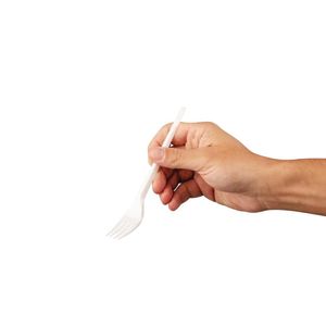 Fiesta Lightweight Disposable Plastic Forks White (Pack of 100) - U641 - 3