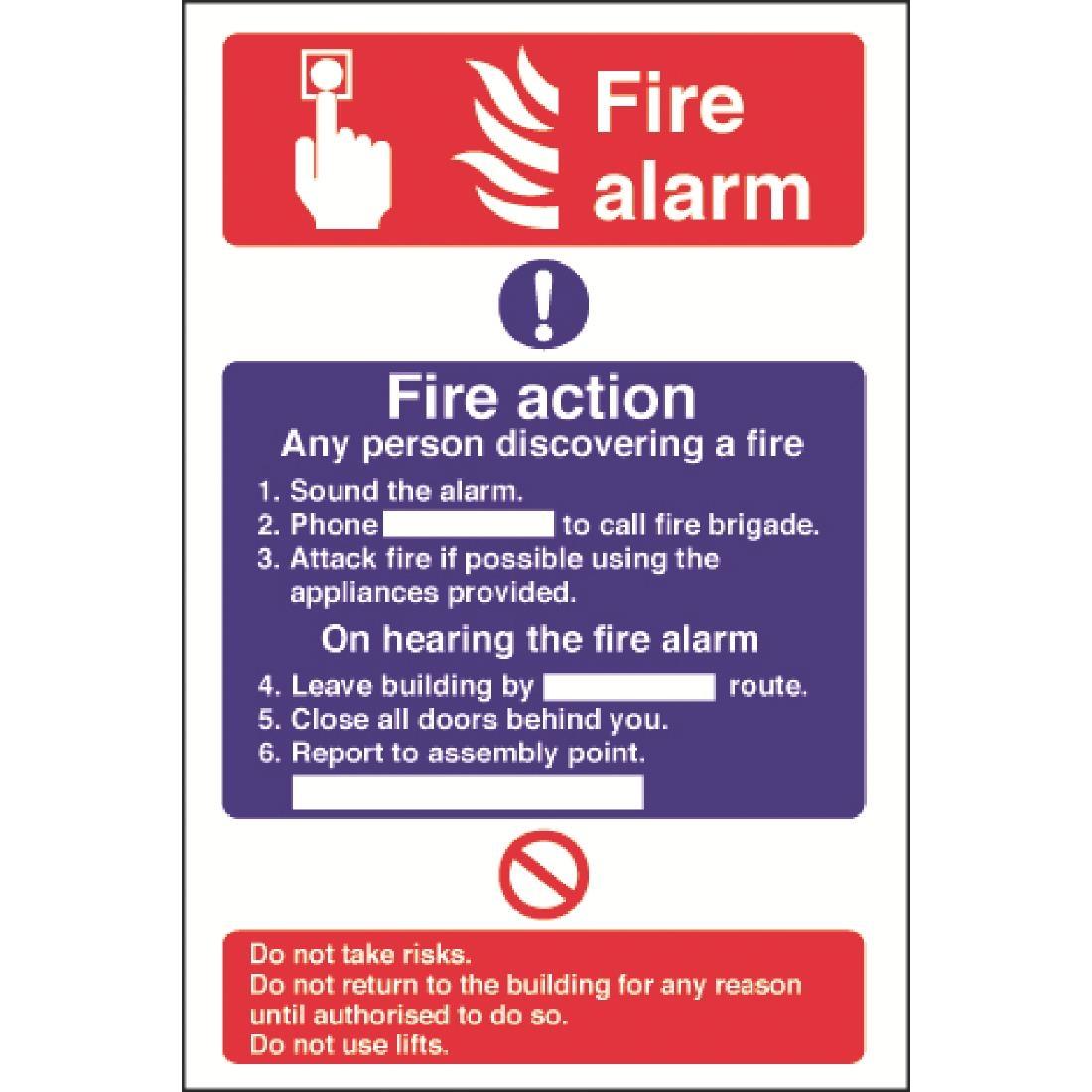 Fire Alarm CC926 Fire Action Sign Self Adhesive 