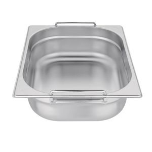 Vogue Stainless Steel 1/2 Gastronorm Pan With Handles 100mm - CB183 - 3