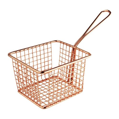 Olympia Large Square Chip Presentation Basket With Handle Copper - CS314 - 1