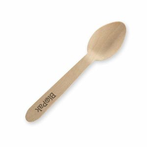 BioPak 10cm Coated Wooden Teaspoons (Case of 2000) - HY-10TS-COATED-UK - 1