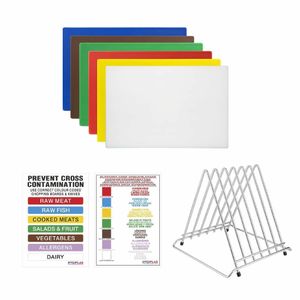Hygiplas High Density Chopping Board Set with Rack - S237 - 1