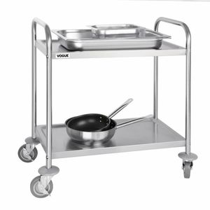 Vogue Stainless Steel 2 Tier Clearing Trolley Small - F996 - 3