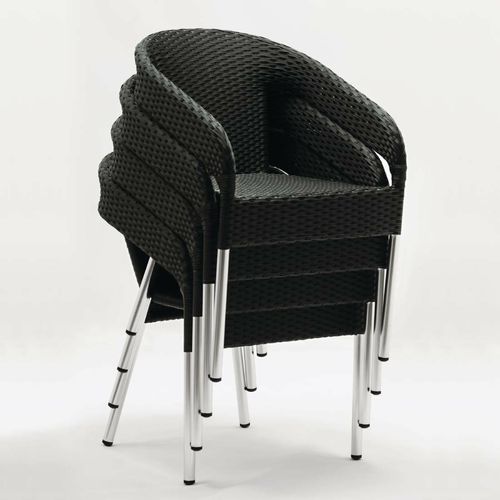 Bolero Wicker Wraparound Bistro Chairs Charcoal (Pack of 4) - CG223 - 8