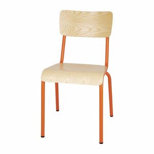 Bolero Cantina Side Chairs with Wooden Seat Pad and Backrest Orange (Pack of 4) - FB947 - 1