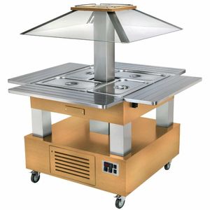 Roller Grill Heated Salad Bar Square Light Wood - GP308 - 1