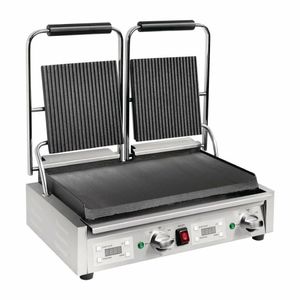 Buffalo Double Ribbed Top Contact Grill - FC385 - 1