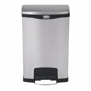 Rubbermaid Slim Jim Front Step on Pedal Bin Stainless Steel 50Ltr - GE938 - 1