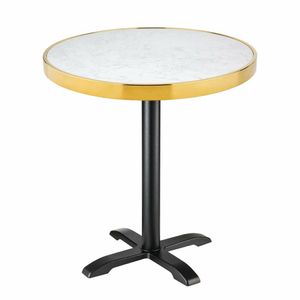 Bolero Round Marble Table Top with Brass Effect Rim White 600mm - CY968 - 3