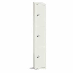 Elite Three Door Padlock Locker with Sloping Top White - GR311-PS - 1