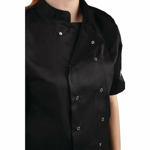 Whites Vegas Unisex Chefs Jacket Short Sleeve Black XXL - A439-XXL - 8
