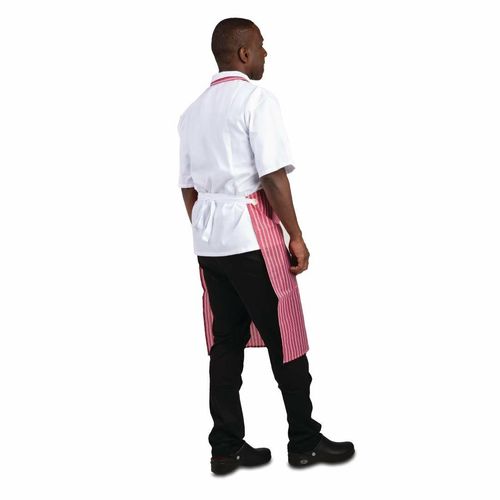 Whites Waterproof Bib Apron Red And White Stripe - A581 - 4