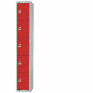 Elite Five Door Camlock Locker with Sloping Top Red - CG613-CS - 1