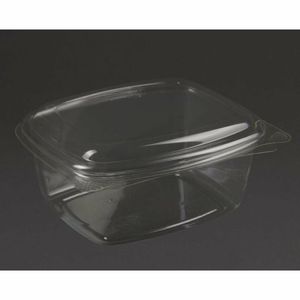 Vegware Compostable PLA Hinged-Lid Deli Containers 473ml / 16oz (Pack of 300) - CP412 - 1