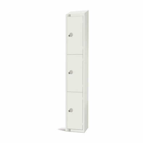 Elite Three Door Coin Return Locker with Sloping Top White - GR304-CNS - 1