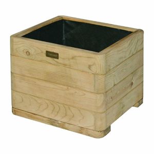 Rowlinson Marberry Layer Square Planter Natural Timber 50cm - 1