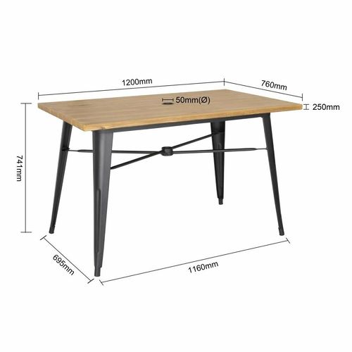 Bolero Complete Outdoor Table 120x76x76cm - Light Wood - 7