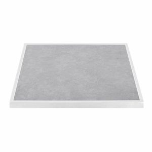Bolero Light Grey Stone Effect Outdoor Tempered Glass Table Top White Trim 700mm - FU514 - 1