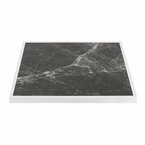 Bolero Dark Granite Effect Outdoor Tempered Glass Table Top White Trim 700mm - FU516 - 1