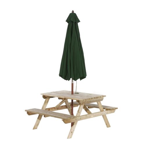 Rowlinson Picnic Table 5ft With Green Parasol 2.7m - HP892 - 2