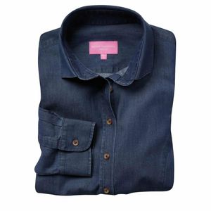 Brook Taverner Womens Banff Long Sleeve Chambray Shirt Navy Size 12 - BA144-12 - 1