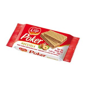 Lago Poker Hazelnut Cream Wafers 45g (Pack of 20) - HT326 - 1